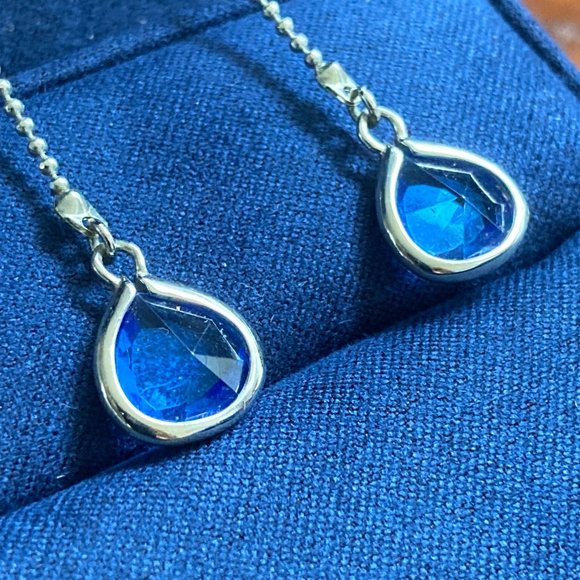 London Blue Topaz Sterling Silver Drop Earrings - Picture 3 of 7